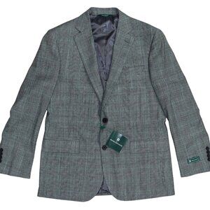 B by Brooks Brothers Plaid Wool Men's Sport Coat Navy Blazer 42 Regular NWT Grey
